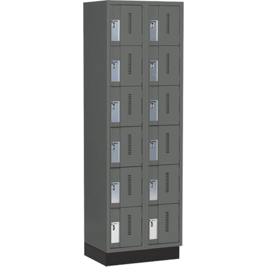 Concorde™ Heavy-Duty Lockers, 6 -tier, Bank of 2, 24" x 18" x 76", Steel, Charcoal, Welded (Assembled)