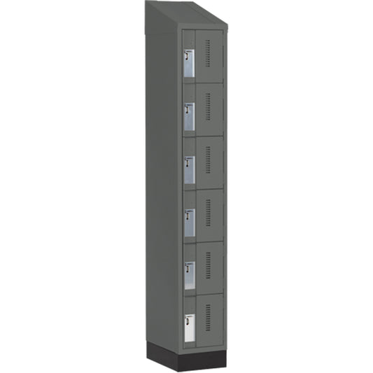 Concorde™ Heavy-Duty Lockers, 6 -tier, 12" x 18" x 82", Steel, Charcoal, Welded (Assembled)