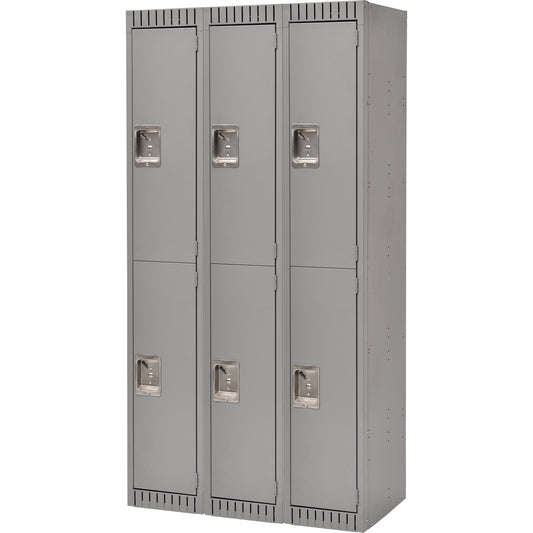 Lockers, 2 -tier, Bank of 3, 36" x 18" x 72", Steel, Grey, Rivet (Assembled)