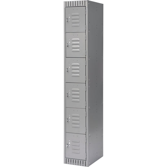 Lockers, 6 -tier, 12" x 18" x 72", Steel, Grey, Knocked Down