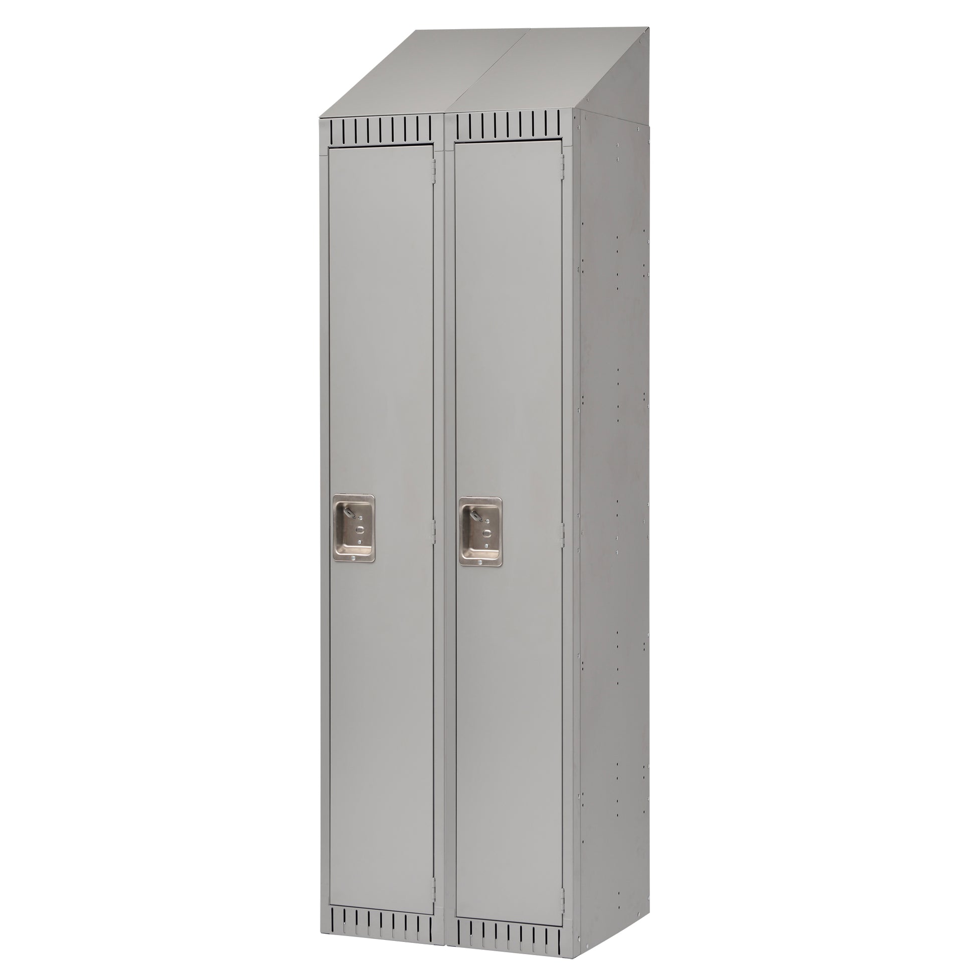 Lockers, Bank of 2, 24" x 18" x 82", Steel, Grey, Knocked Down