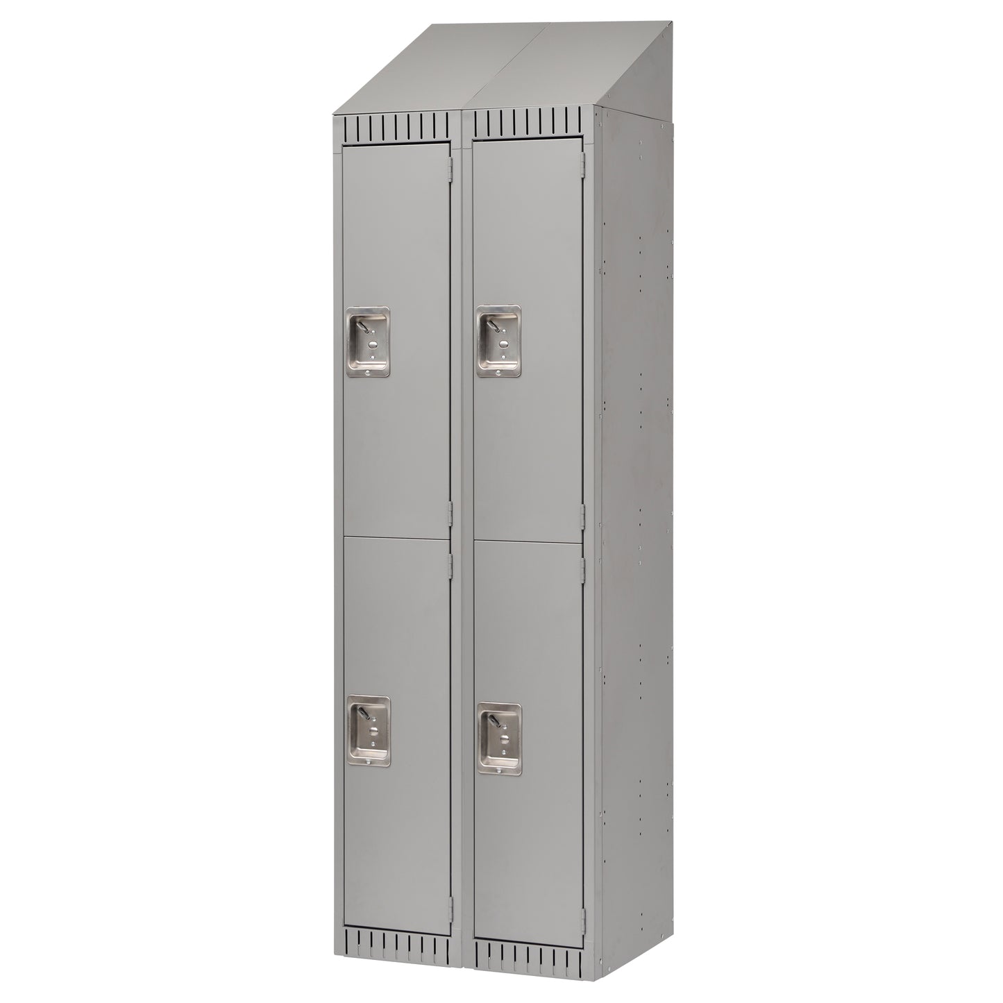 Lockers, 2 -tier, Bank of 2, 24" x 18" x 82", Steel, Grey, Knocked Down