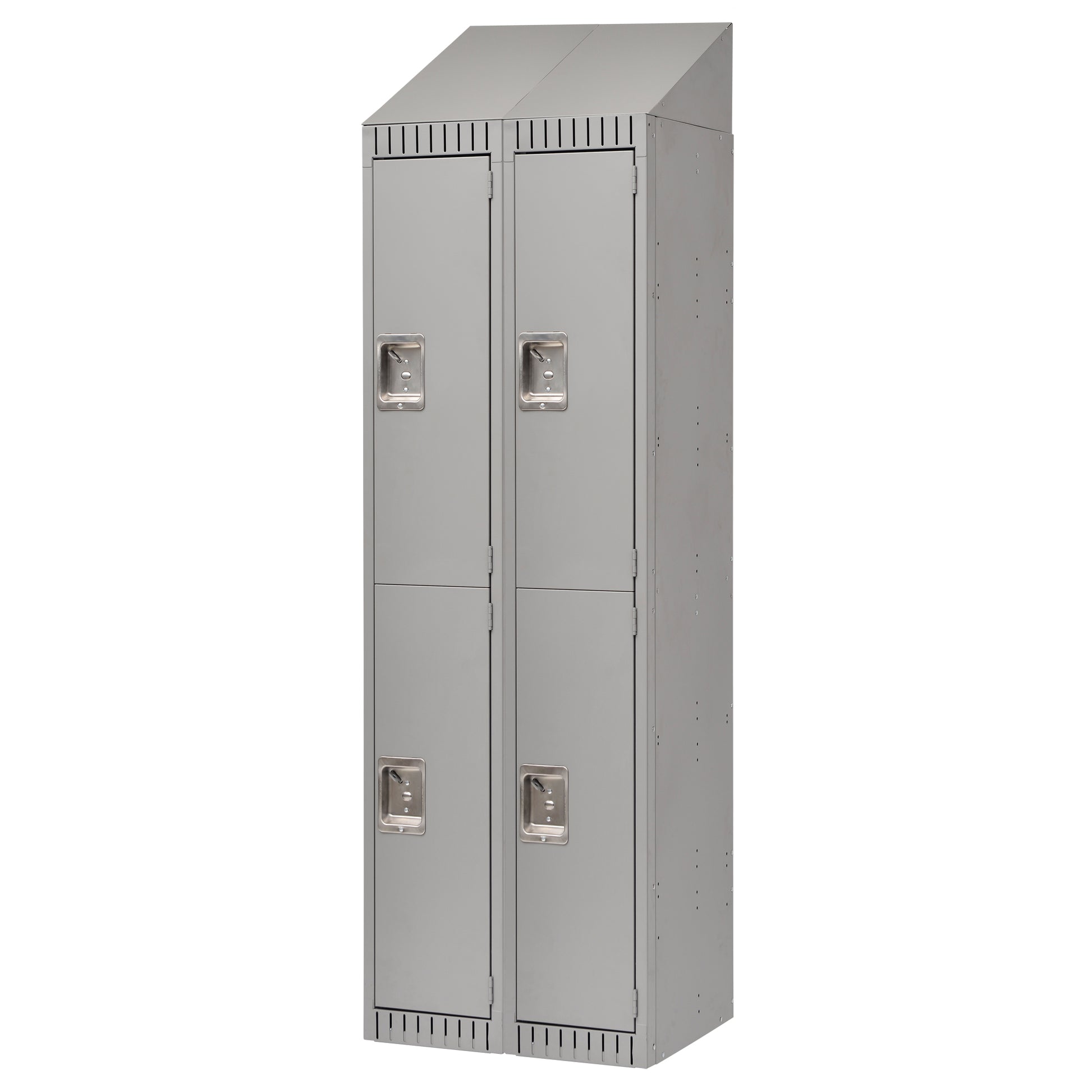 Lockers, 2 -tier, Bank of 2, 24" x 18" x 82", Steel, Grey, Knocked Down