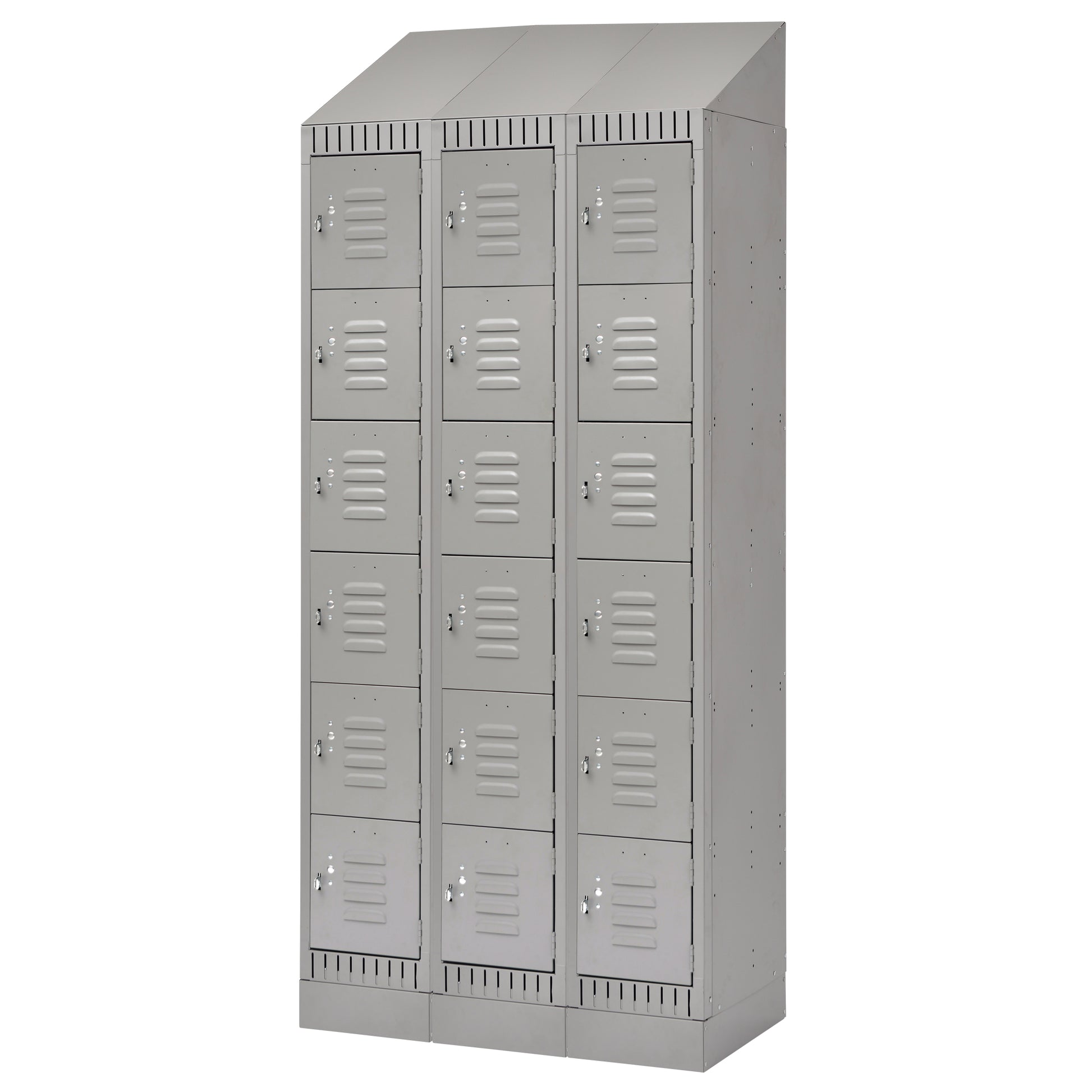Lockers, 6 -tier, Bank of 3, 36" x 18" x 86", Steel, Grey, Knocked Down