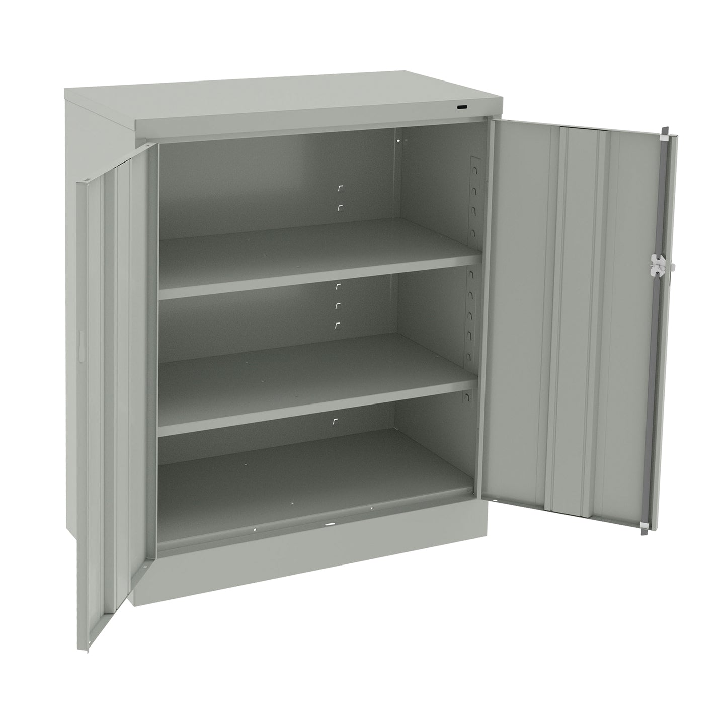 Counter High Cabinet, Steel, 2 Shelves, 42" H x 36" W x 18" D, Light Grey