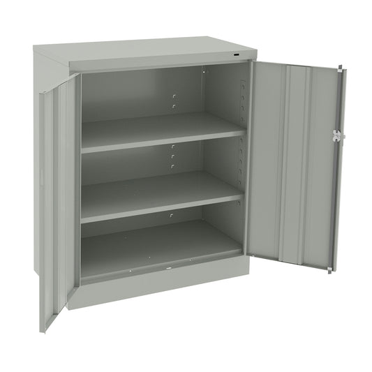 Counter High Cabinet, Steel, 2 Shelves, 42" H x 36" W x 18" D, Light Grey