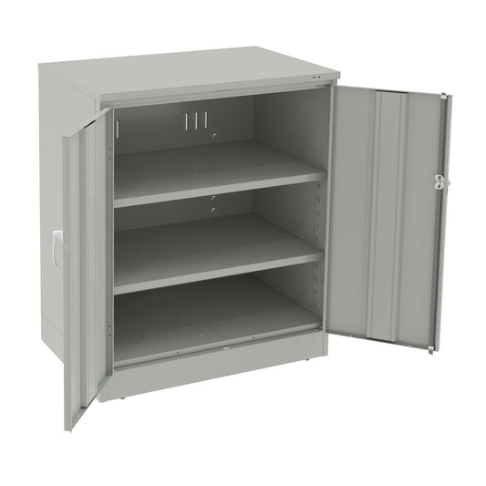 Deluxe Counter High Cabinet, Steel, 2 Shelves, 42" H x 36" W x 24" D, Light Grey