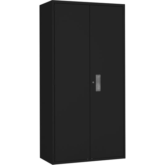 Combination Storage Cabinet, Steel, 6 Shelves, 72" H x 36" W x 18" D, Black