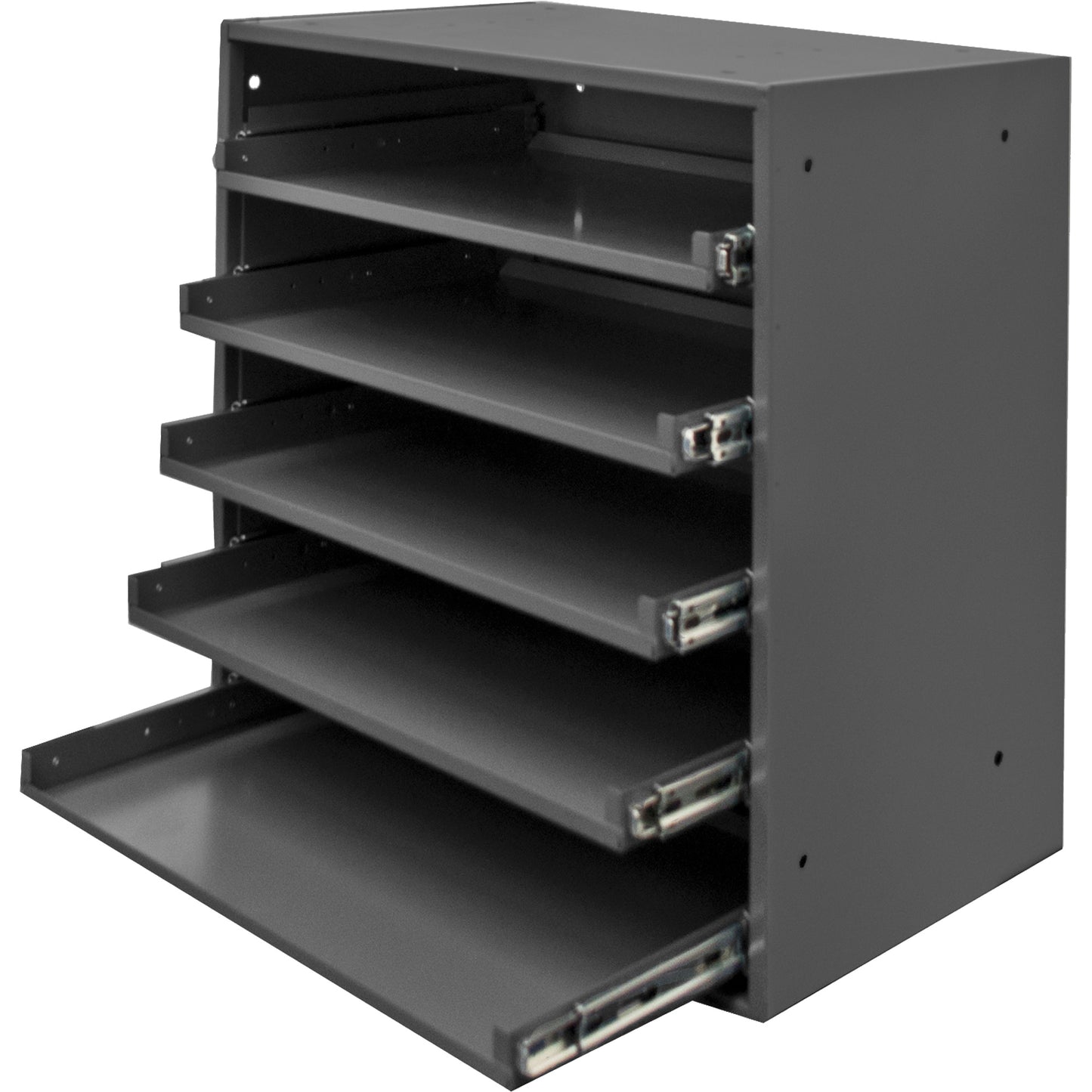 Compartment Box Cabinet, Steel, 5 Slots, 20-1/2" W x 12-1/2" D x 21" H, Grey