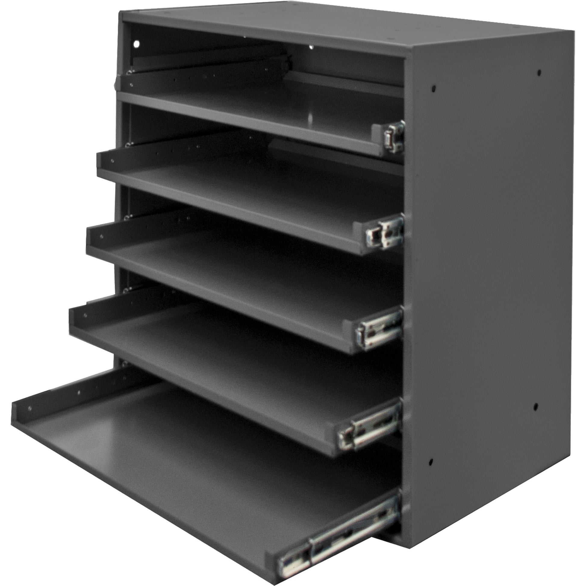 Compartment Box Cabinet, Steel, 5 Slots, 20-1/2" W x 12-1/2" D x 21" H, Grey