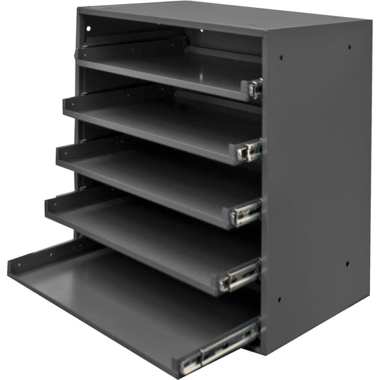 Compartment Box Cabinet, Steel, 5 Slots, 20-1/2" W x 12-1/2" D x 21" H, Grey