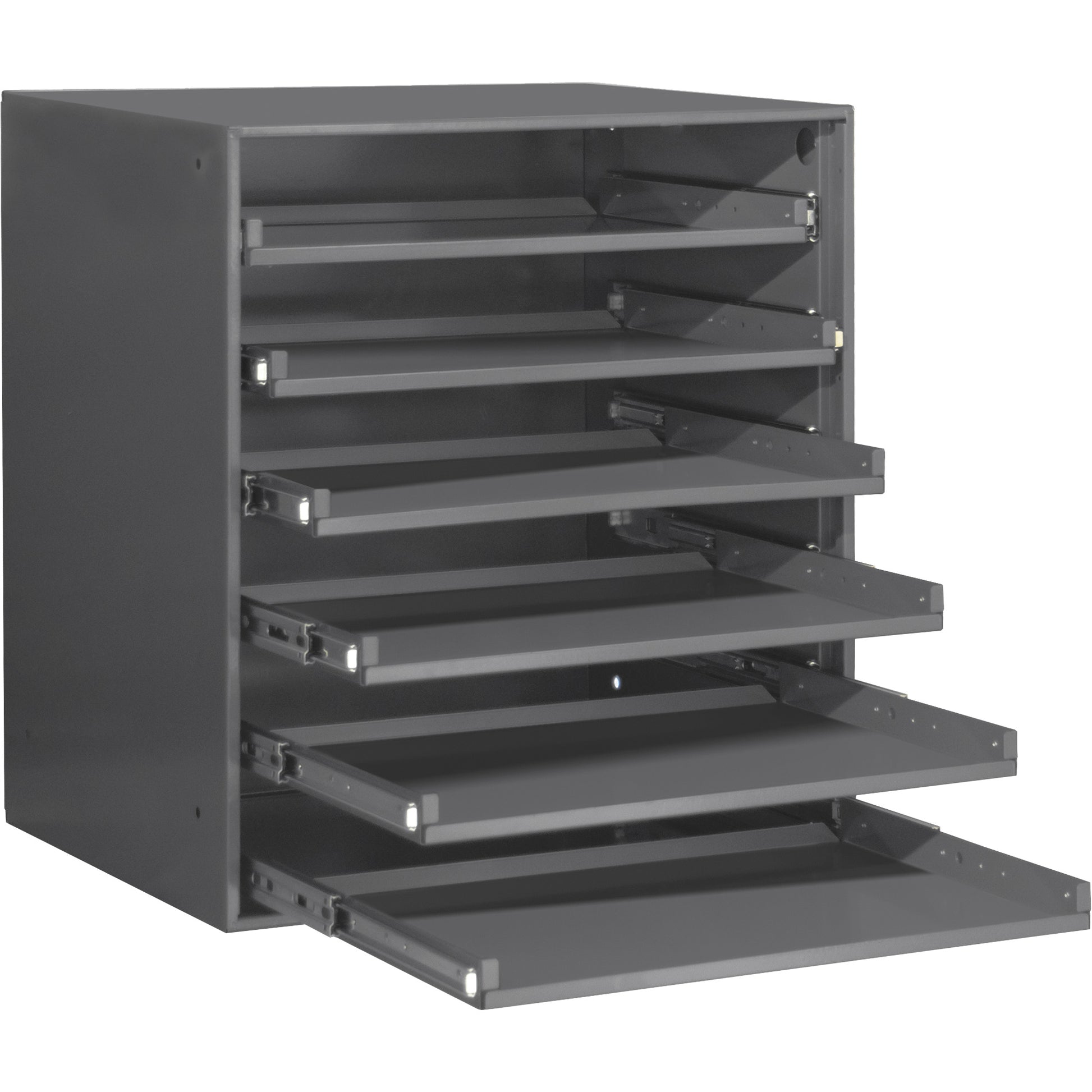 Compartment Box Cabinet, Steel, 6 Slots, 20-5/16" W x 15-15/16" D x 21-7/8" H, Grey