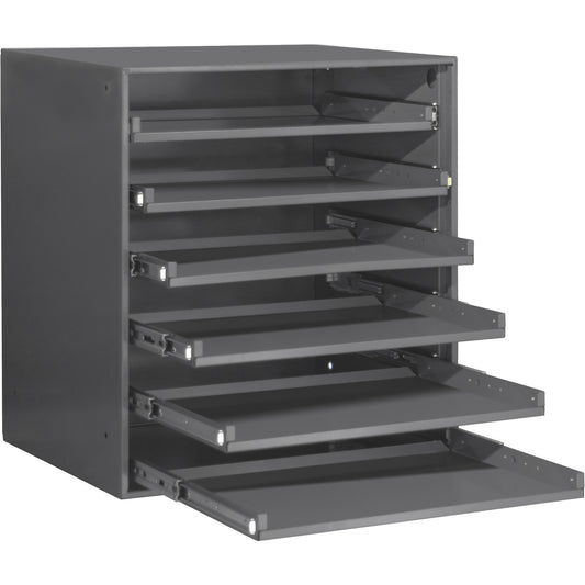 Compartment Box Cabinet, Steel, 6 Slots, 20-5/16" W x 15-15/16" D x 21-7/8" H, Grey