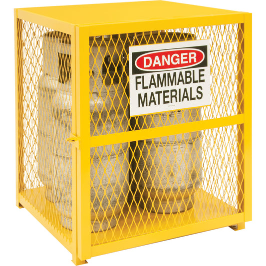 Gas Cylinder Storage Cabinet, 4 Cylinder Capacity, 30" W x 30" D x 35" H, Yellow
