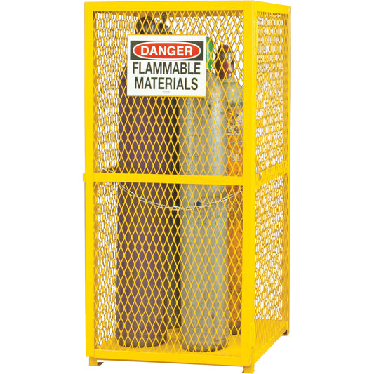Gas Cylinder Storage Cabinet, 9 Cylinder Capacity, 30" W x 30" D x 71-3/4" H, Yellow