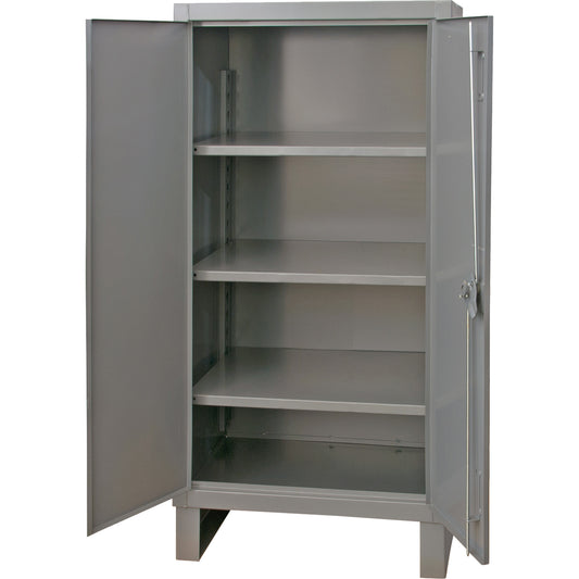 Extra Heavy-Duty Cabinet, Steel, 3 Shelves, 66" H x 36" W x 24" D, Grey