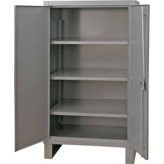 Extra Heavy-Duty Cabinet, Steel, 3 Shelves, 66" H x 48" W x 24" D, Grey