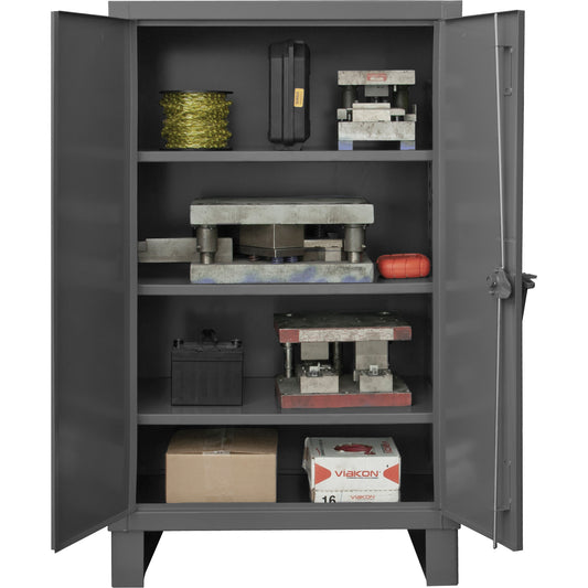 Extra Heavy-Duty Cabinet, Steel, 3 Shelves, 66" H x 60" W x 24" D, Grey