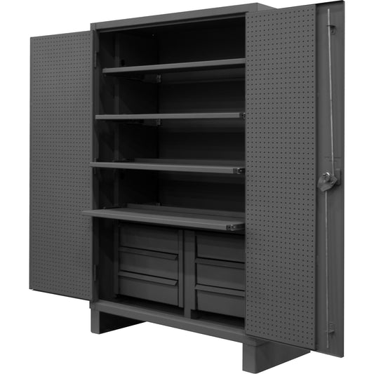Extra Heavy-Duty Slide-Out Shelf Cabinet, Steel, 4 Shelves, 78" H x 48" W x 24" D, Grey