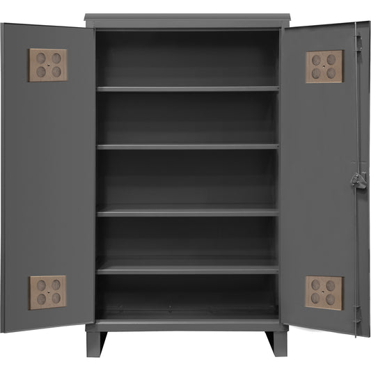 Heavy-Duty Outdoor Cabinet, Steel, 4 Shelves, 78" H x 48" W x 24" D, Grey