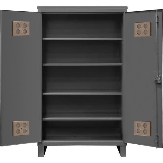 Heavy-Duty Outdoor Cabinet, Steel, 4 Shelves, 78" H x 60" W x 24" D, Grey