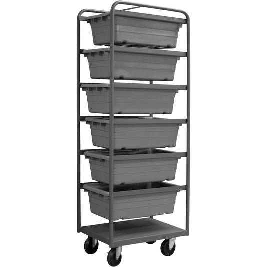 Mobile Tub Rack, Double-sided, 6 bins, 26" W x 18" D x 74" H