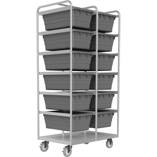 Mobile Tub Rack, Double-sided, 12 bins, 26" W x 36" D x 74" H