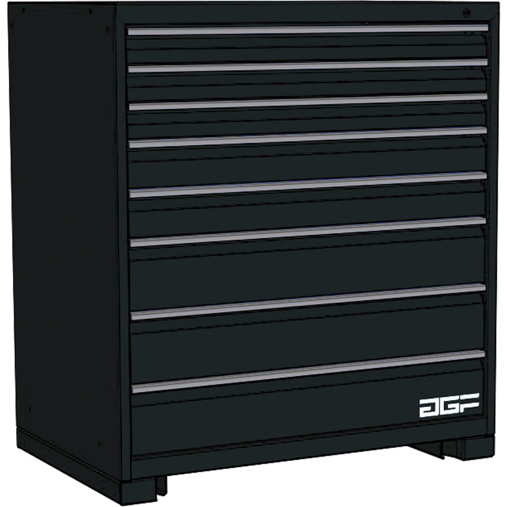 Modular Drawer Cabinet, 8 Drawers, 24" W x 24" D x 40" H, Black