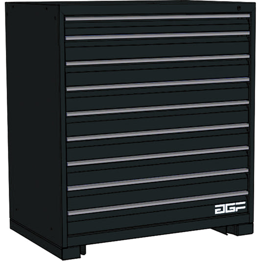 Modular Drawer Cabinet, 9 Drawers, 24" W x 28" D x 40" H, Black