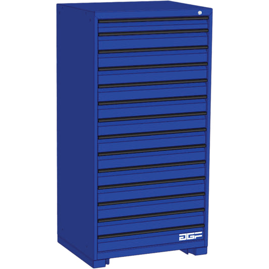 Modular Drawer Cabinet, 14 Drawers, 30" W x 24" D x 60" H, Blue