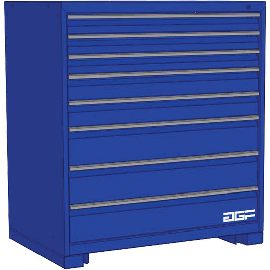 Modular Drawer Cabinet, 8 Drawers, 30" W x 24" D x 40" H, Blue