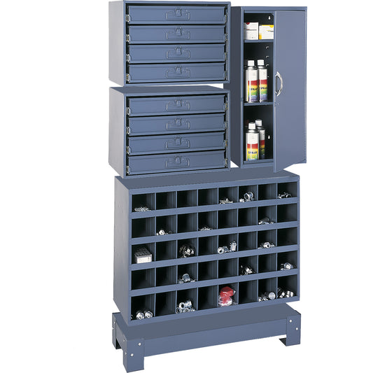 Modular Small Parts Storage Unit, Steel, 8 Drawers, 33-3/4" x 12-1/4" x 59-5/8", Grey