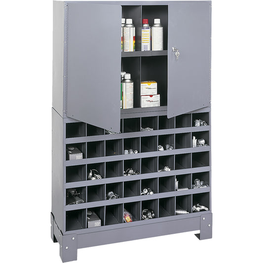 Modular Small Parts Storage Unit, Steel, 0 Drawers, 33-3/4" x 12-1/4" x 53-1/2", Grey