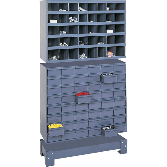 Modular Small Parts Storage Unit, Steel, 48 Drawers, 33-3/4" x 12-1/4" x 58-3/8", Grey