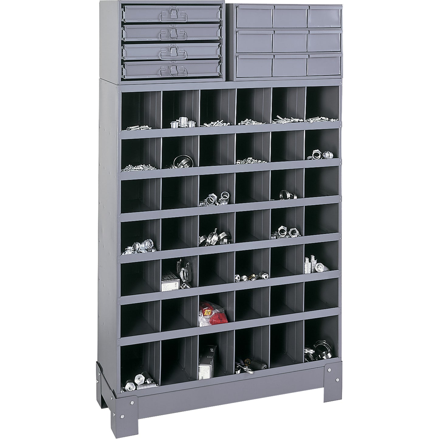 Modular Small Parts Storage Unit, Steel, 13 Drawers, 33-3/4" x 12-1/4" x 59", Grey