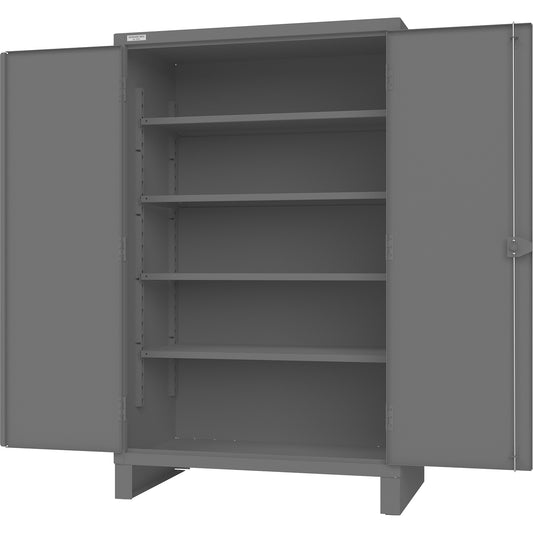 Cabinet with Recessed Pegboard Doors, Steel, 4 Shelves, 78" H x 48" W x 30" D, Grey
