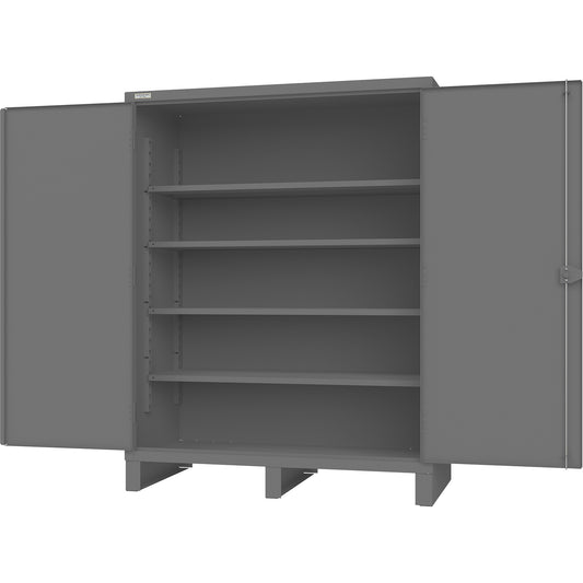 Cabinet with Recessed Doors, Steel, 4 Shelves, 78" H x 60" W x 30" D, Grey