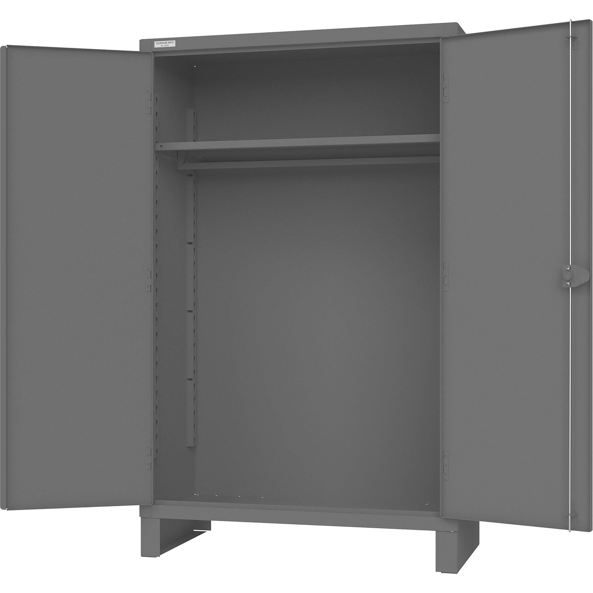 Cabinet with Hanging Bar & Standard Recessed Doors, Steel, 78" H x 48" W x 24" D, Grey