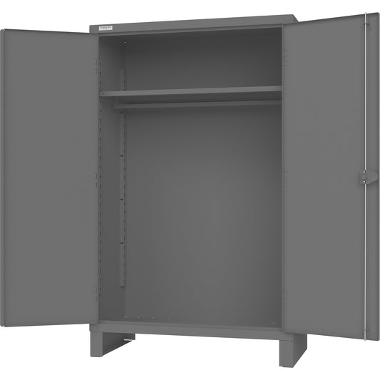 Cabinet with Hanging Bar & Standard Recessed Doors, Steel, 78" H x 48" W x 24" D, Grey