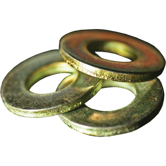 SAE Flat Washer, 1/4", Yellow Zinc
