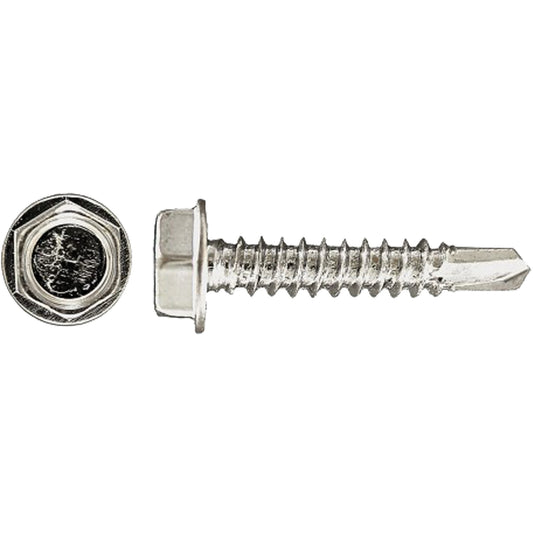 Drill-X Self-Drilling Hex Washer, #14 x 1" L, Zinc Plated
