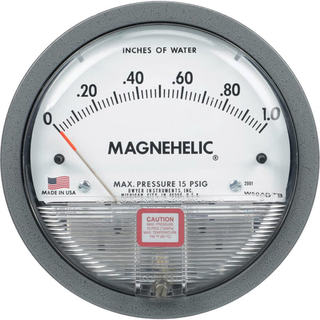 2000 Series Magnehelic® Differential Pressure Gauge, 4-3/4" , 0.5 - 0 - 0.5 kPa, Panel Mount, Liquid Filled Analogue