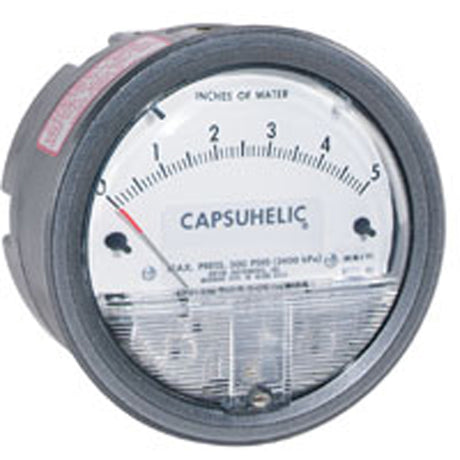 4000 Series Capsuhelic® Differential Pressure Gauge, 4" , 0 - 25 cm w.c., Panel Mount, Analogue
