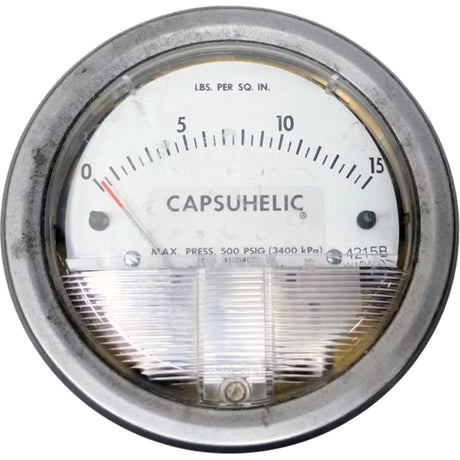 4000 Series Capsuhelic® Differential Pressure Gauge with Case, 4" , 0 - 15 psi, Panel Mount, Analogue
