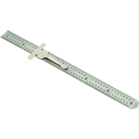 Pocket Rule, 6" L, Steel, 1/64" (1 mm) Graduations