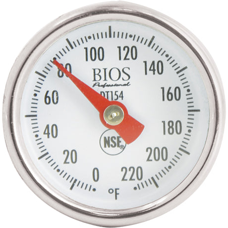 1" Dial thermometer, Contact, Analogue, 0.0-220.0°F (0.0-104.4°C)