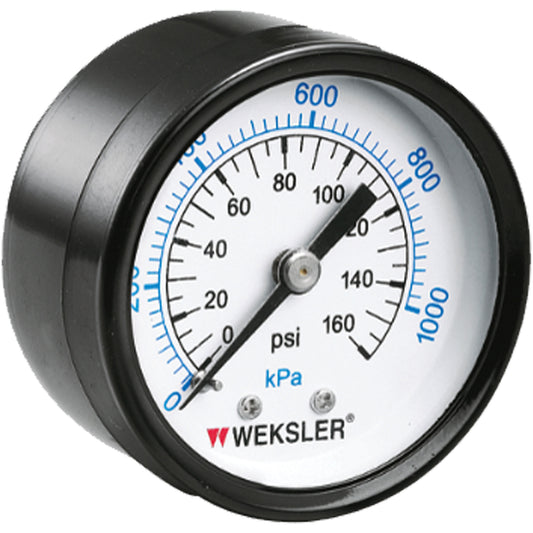 Dry Pressure Gauge, 1-1/2" , 0 - 160 psi, Back Mount, Analogue
