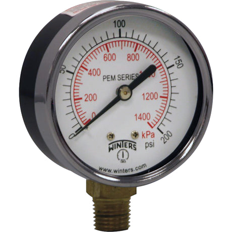 Economy Pressure Gauge, 2-1/2" , 0 - 200 psi, Bottom Mount, Analogue