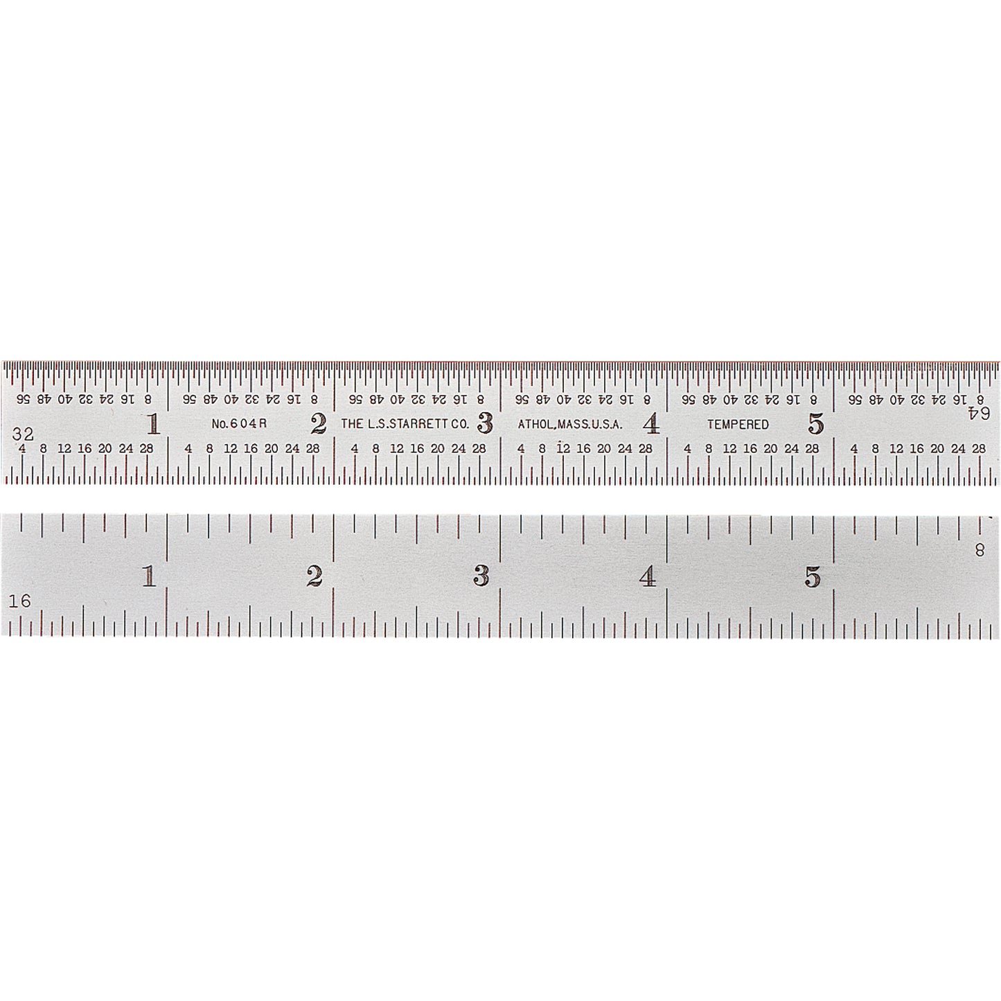 Full-Flexible Rule, 24" L, Steel, 1/8"/1/16"/1/32"/1/64" Graduations
