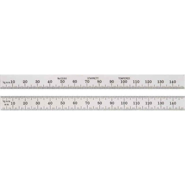 Full-Flexible Metric Rule, 150 mm L, Steel, 1 mm/0.5 mm Graduations